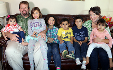 Ben and Jessica Schumacher; Alisiana, 9; Lorenzo, 8; Shakira, 6; Javier, 4; Elena, 2, and Alejandra 10 months